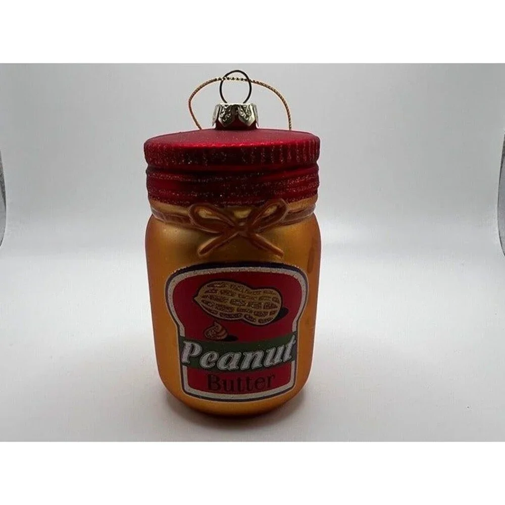 PEANUT BUTTER JAR GLASS CHRISTMAS ORNAMENT 4